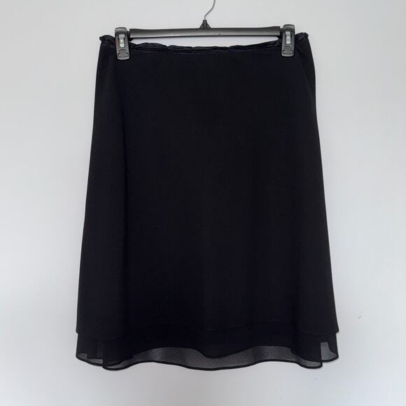 Talbots Womens Vintage Black Midi Skirt Size 14 Chiffon A-Line Career Business - Picture 1 of 6